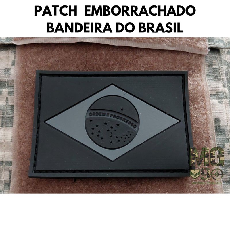 PatchsPatch Bandeira do Brasil Cia Militar c/velcro - emborrachado Preto