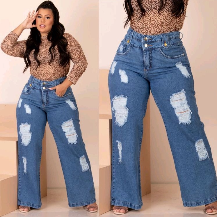 Calça Jeans Wide Leg Plus Size tamanhos 44 ao 60 (1055)