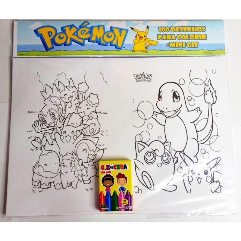 100 Desenhos Para Colorir Pokémon + Mini Giz Cortesia