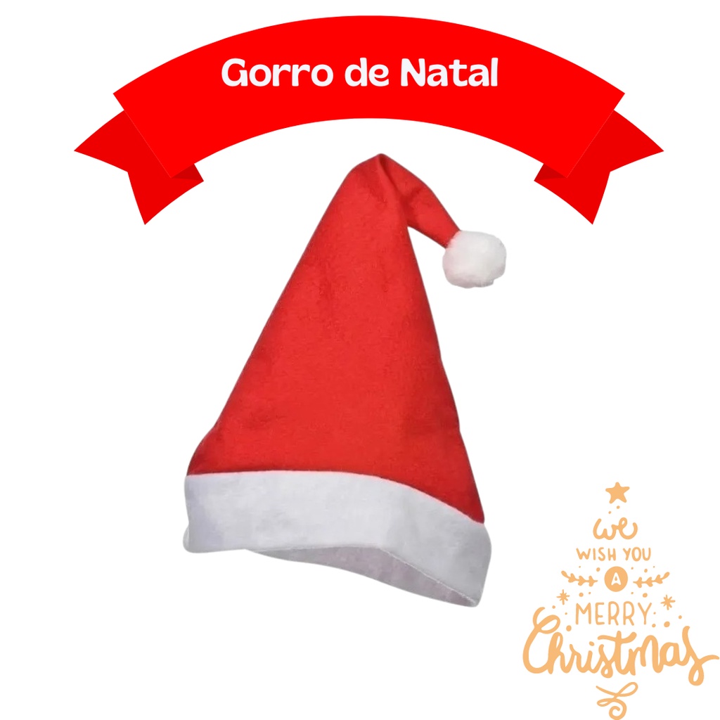 Vestido Infantil Mamãe Noel com Luz de LED + Gorro de Natal