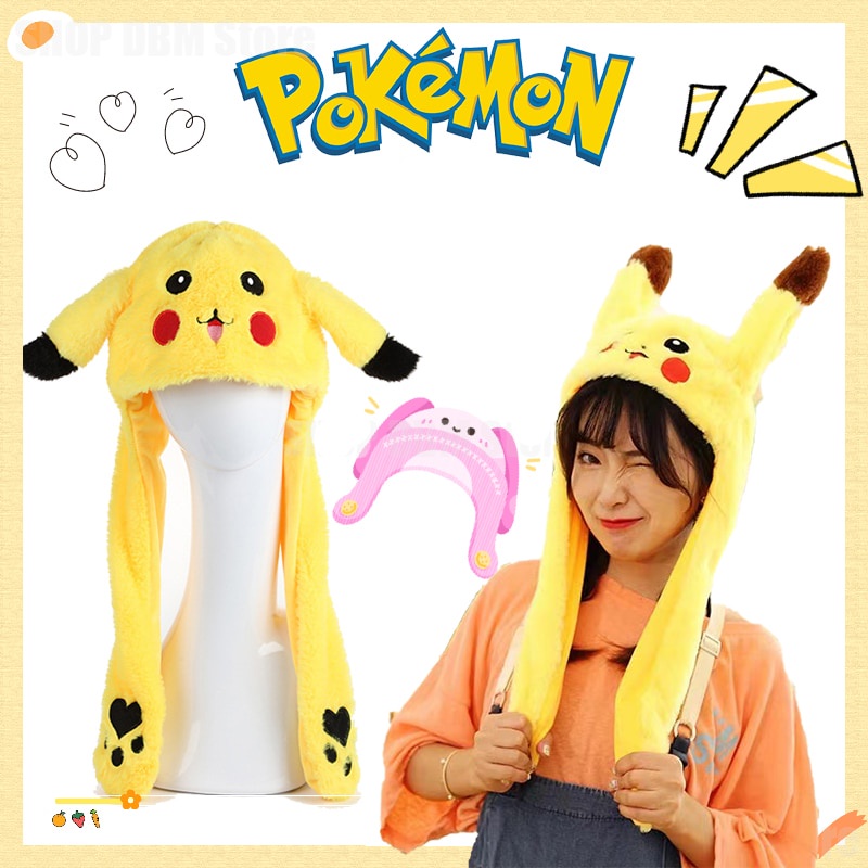 Chapéu De Pokemon Cartoon Brilhante Pikachu Fofo De Pelúcia Para Crianças  Coelhinho Orelhas Fofas De Estimação Moverão A Fita De Cabeça Menina -  Desconto no Preço