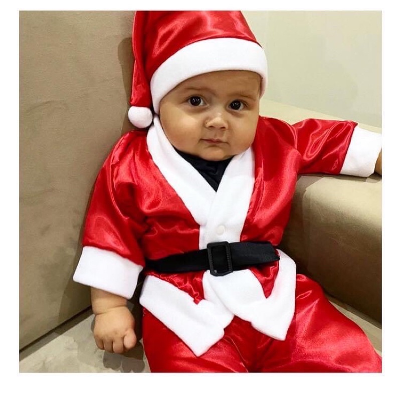 Bebê vestido de sales papai noel