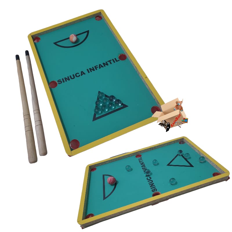 Mini Jogo de Sinuca Brinquedo de Madeira Jogos e Desafios Bambalalão  Brinquedos Educativos