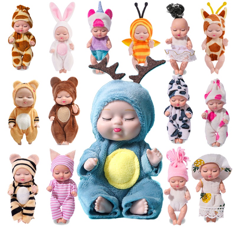 6pcs 11cm Mini Baby Bonecas adormecidas para meninas brinquedos renascido  bebês crianças olhos de brinquedo boneca de dormir fechada com terno de  roupa