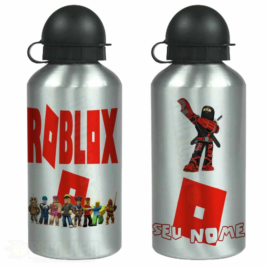 Garrafa Squeeze de Alumínio Roblox Temas Escolar com Nome