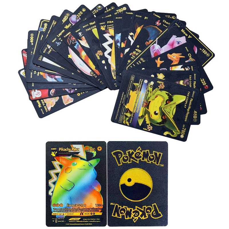 55 Cartas de Pokémon Prateadas Impermeável Deck de Cartinhas no