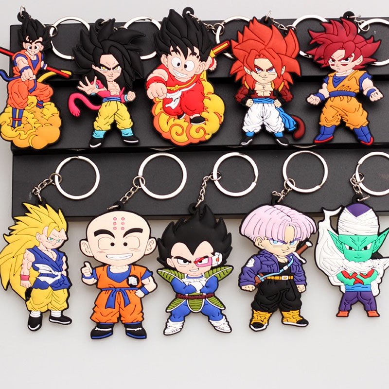 Dragon Ball Anime Chaveiro infantil, desenho animado de Son Goku, Kawaii  Kakarotto, Super Saiyan, Chaveiro modelo