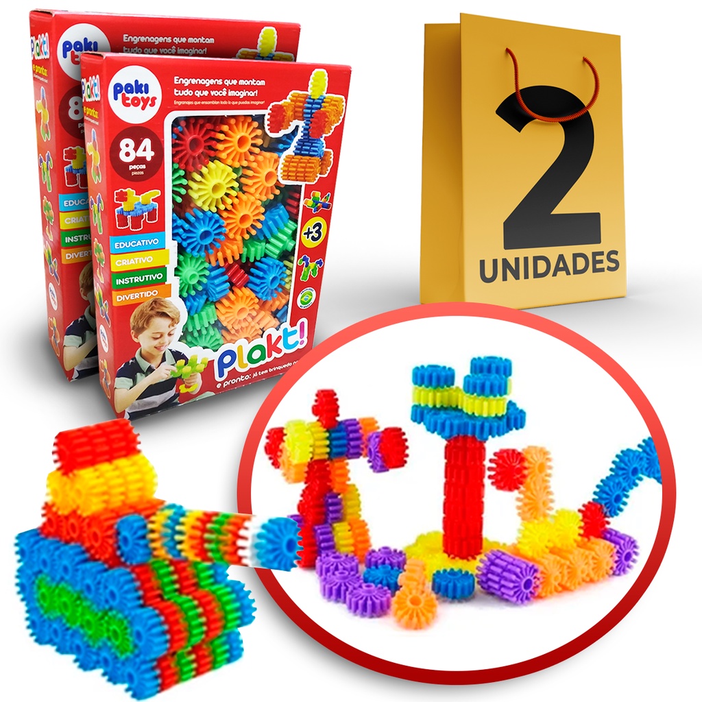 Brinquedo Educativo De Montar Infantil Engrenagem Com 63 Pçs - Colorido