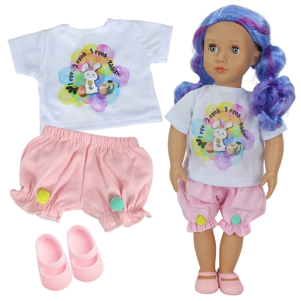 Kit Roupa Boneca Bebê Reborn E Adora Doll Conjunto Páscoa