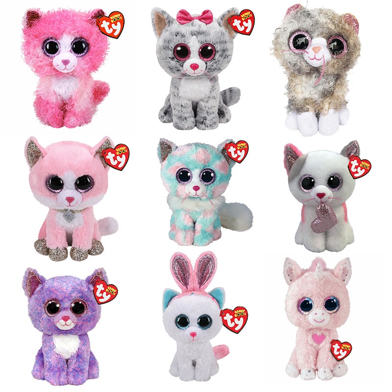 Ty beanie boos olhos grandes animais de pelúcia rosa zebra boneca