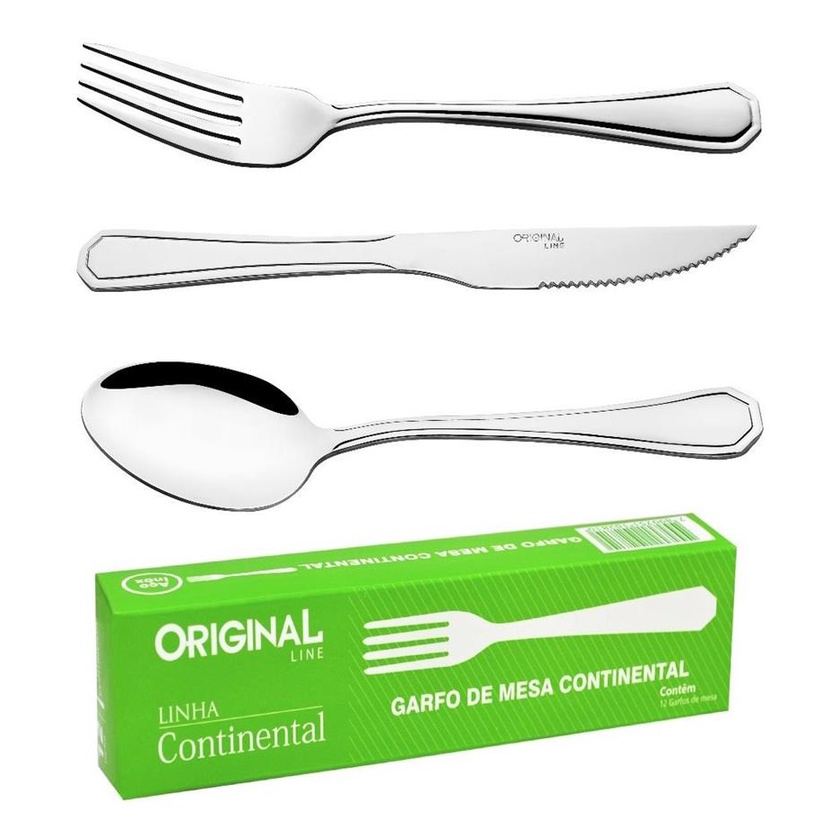 Jogo De Garfos De Mesa Inox 12pçs Talheres Restaurante Euro