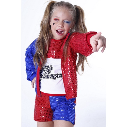 Fantasia Arlequina Infantil - Paête com forro - Harley Quinn