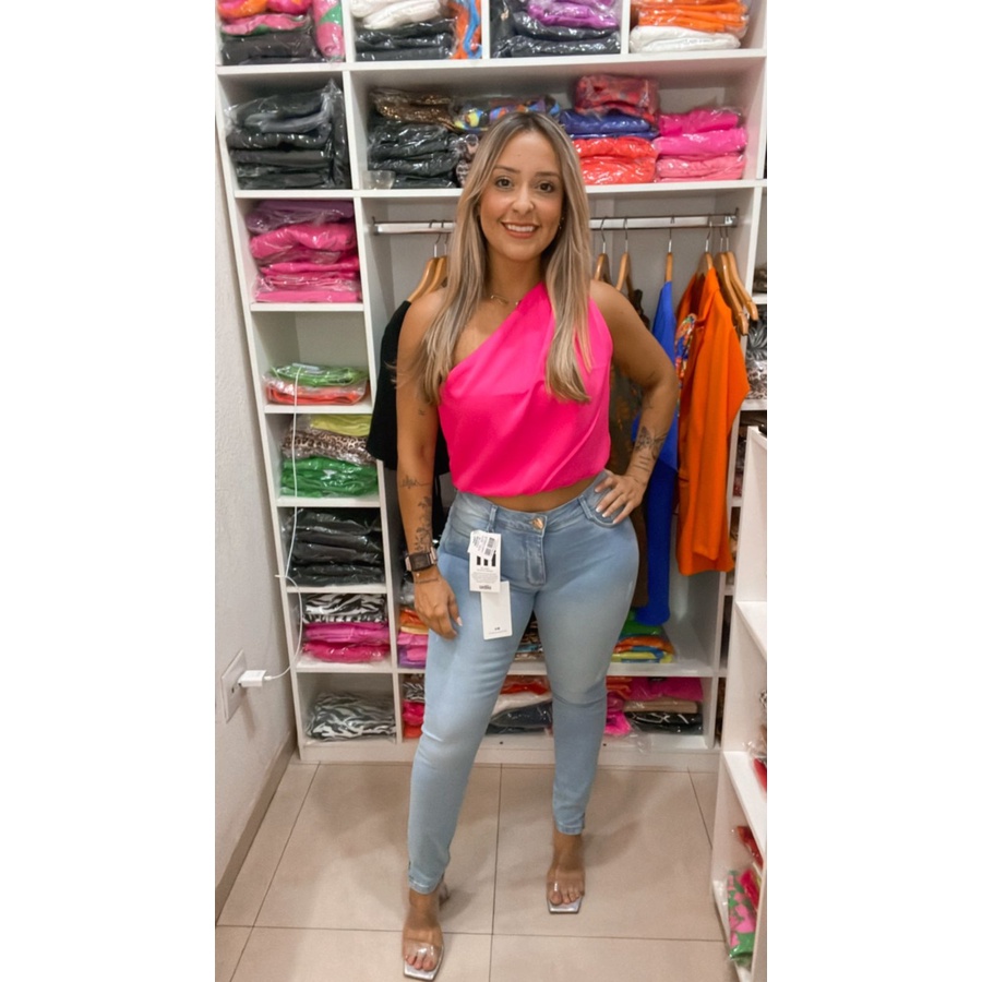 Conjunto casual cor sólida Blusa regatinha e calça - Closet Brand