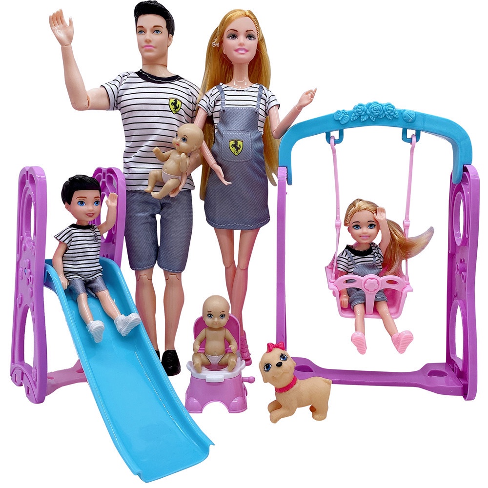 30cm Ken e Barbie Dolls Grávida com Barrigas Grandes, Família de 6 Set,  Finja Jogar Brinquedos das Meninas