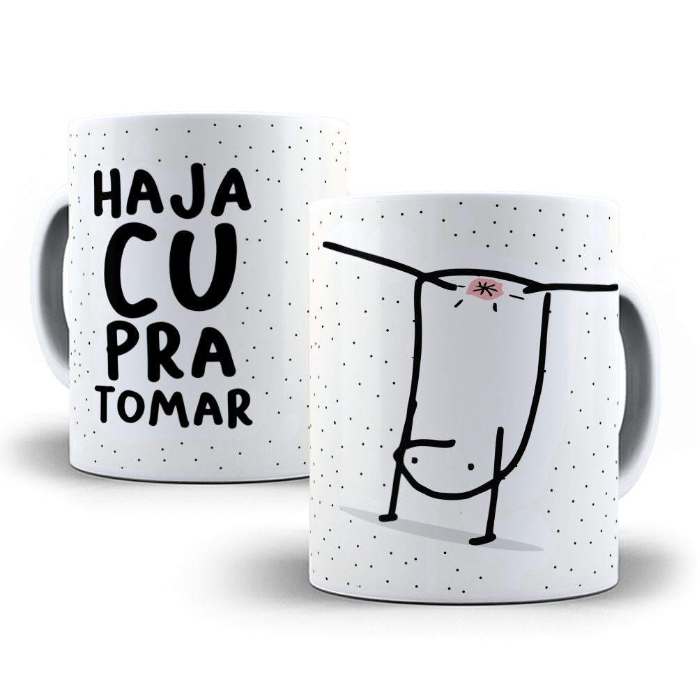 Caneca Flork Haja cu para tomar, Porcelana 325ml | Shopee Brasil