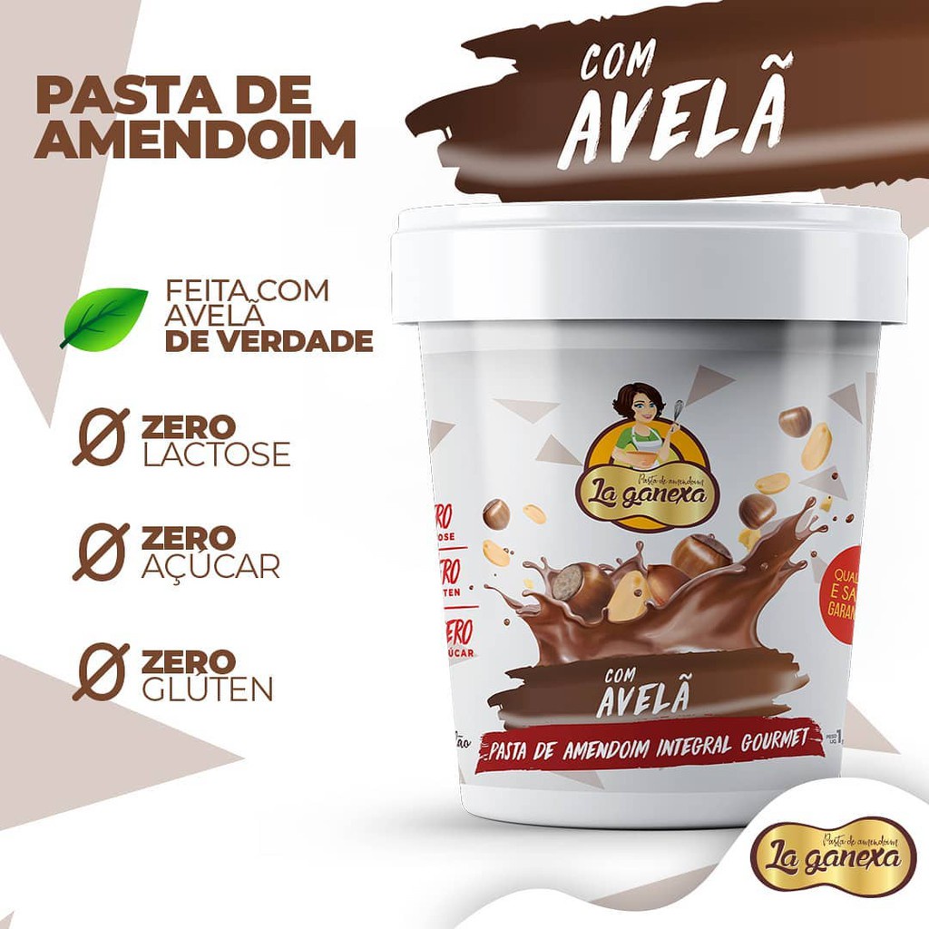 Pasta de Amendoim Integral Gourmet La Ganexa sabor Doce de Leite com  Castanha de Caju 450grs