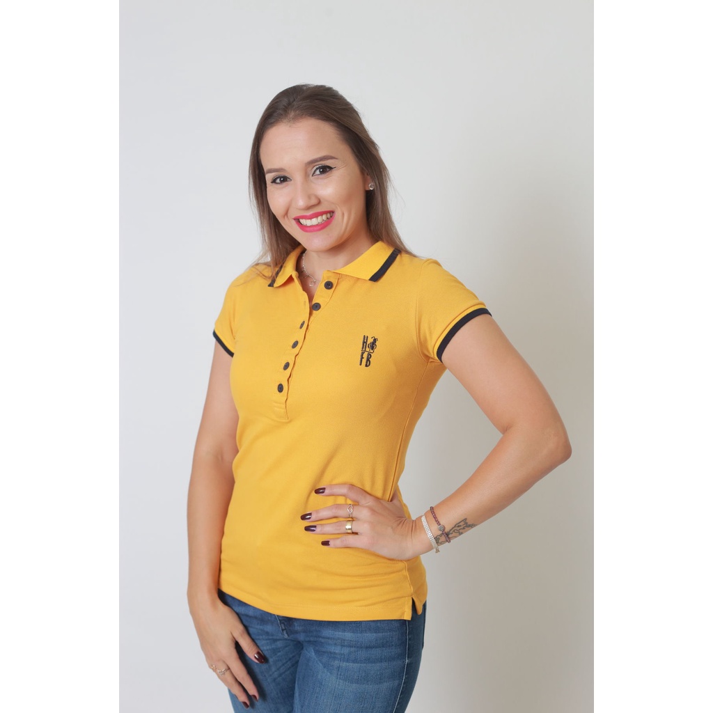 Brasil Camisa Polo Feminina Preta - Brazil Woman Polo Shirt Black