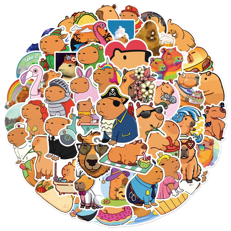 Desenhos animados Capybara Decalques para Crianças, DIY Etiqueta Do  Telefone, Notebook, Mala, Laptop, Decoração Frigorífico, 10