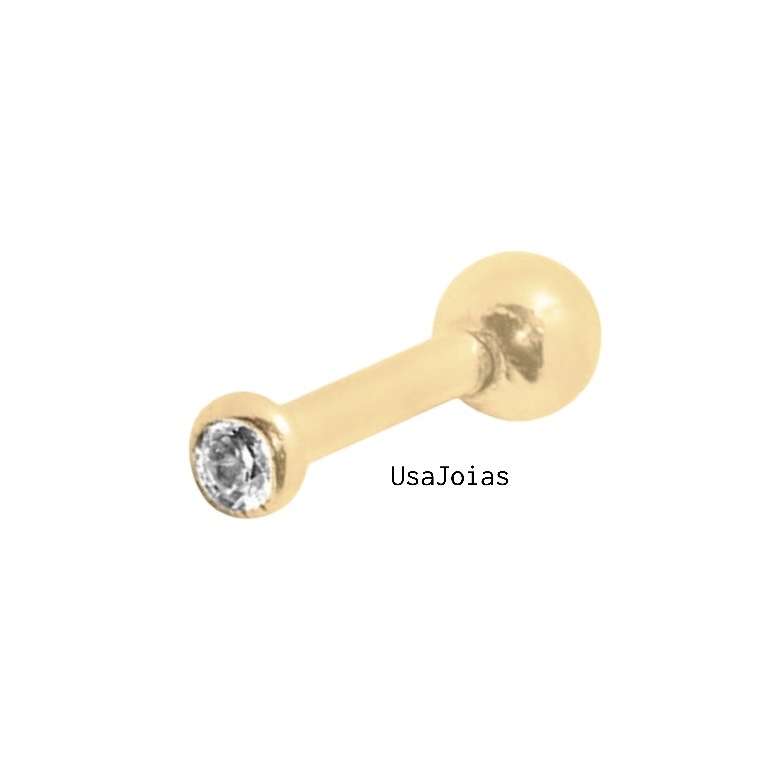 Piercing Umbigo Estrela Brilhante de Zircônia 6mm em Ouro 18K K090