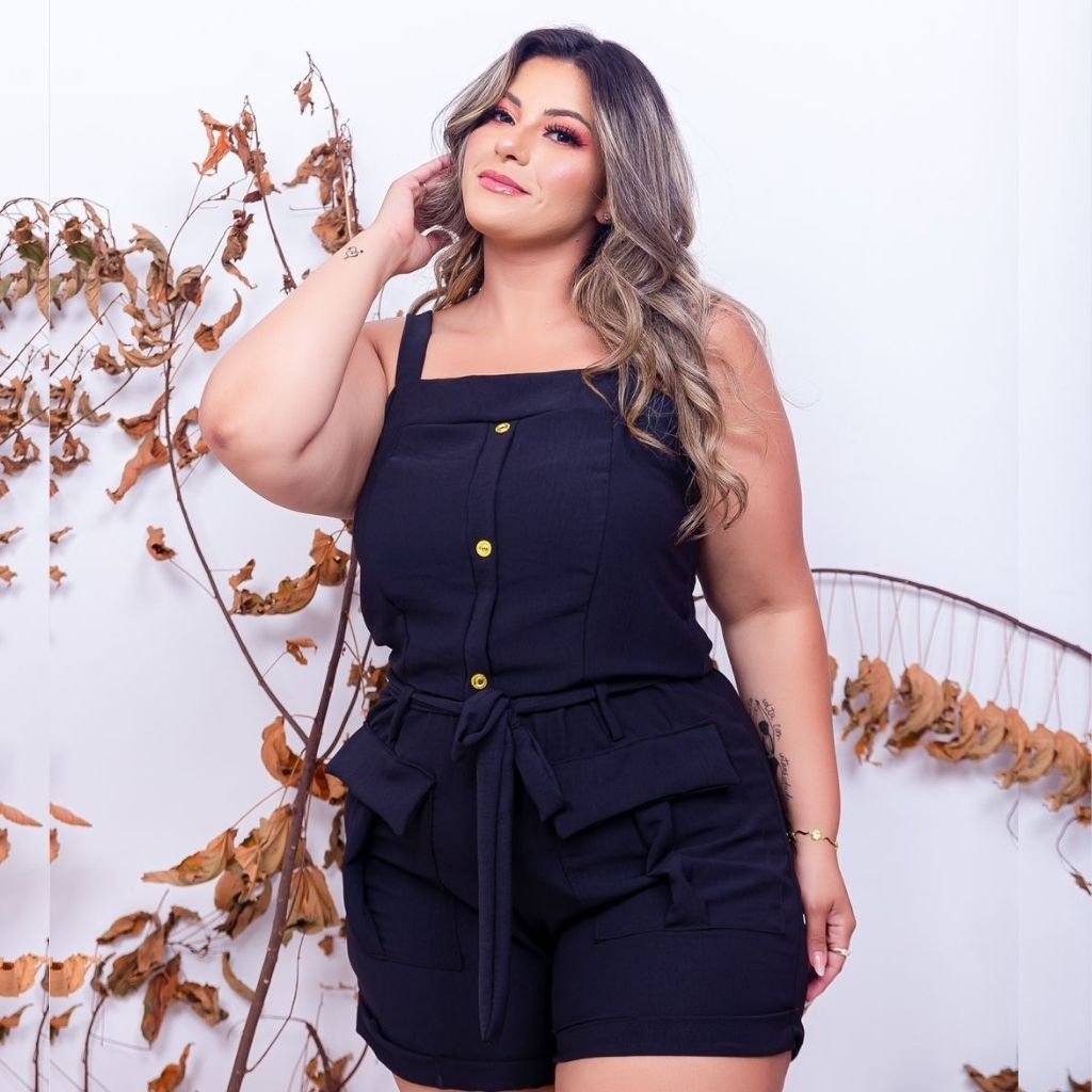 Macaquinho social discount plus size