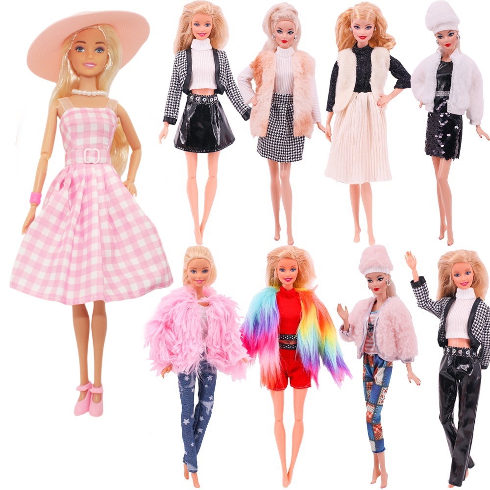 Barbie Boneca Princesa Moda Jaqueta De Pelúcia Terno Vestido