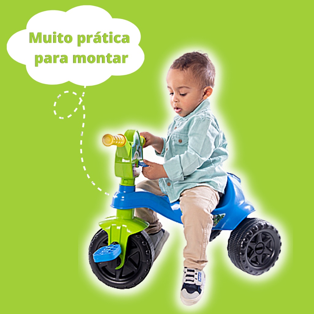 Triciclo Infantil Com Haste de Empurrar Motoca Bebe Tico Tico Menino Magic  Toys Suporta até 24kg