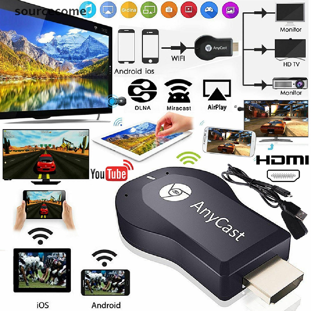 Fontecome] AnyCast M12 Plus Receptor WiFi Airplay Display Miracast HDMI TV  DLNA 1080P Boutique | Shopee Brasil