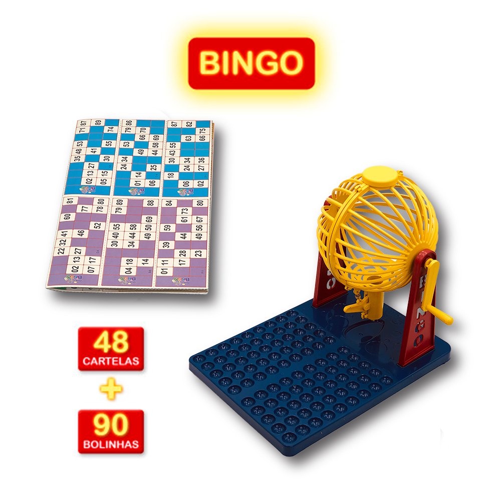 Jogo De Bingo 48 Cartelas com 90 Bolinhas