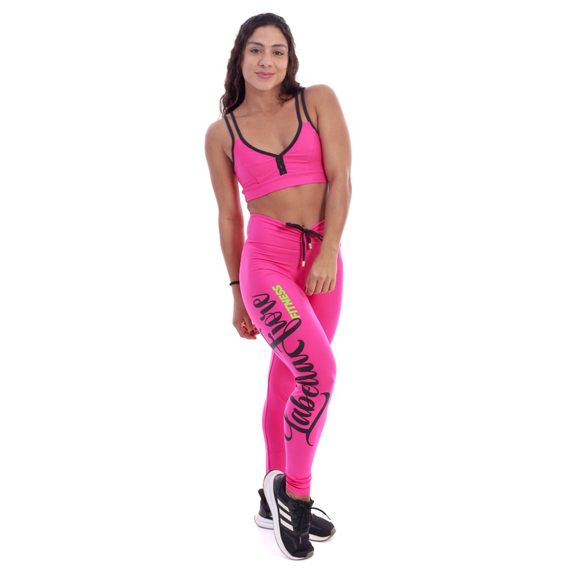 Conjunto Legging Metalic Laura Cinza - Labella Fiore Fitness