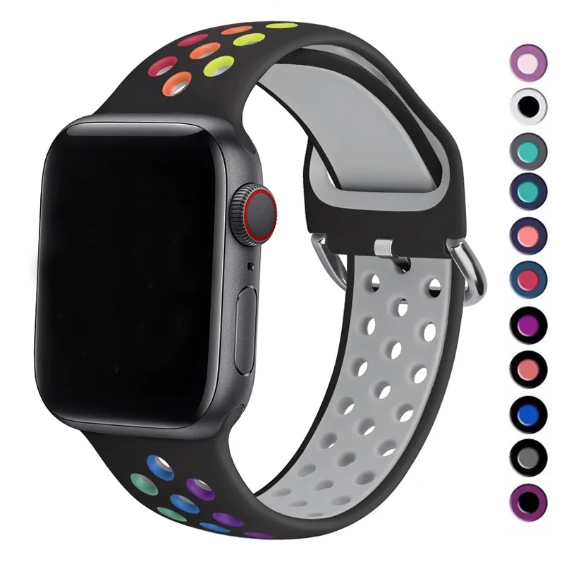 Sport Clear Band and Case para Apple Watch, Pulseira de Silicone, Coréia,  iWatch Strap, 7, 6, SE, 5, 4, 3, 2, 41mm, 45mm, 38mm, 40 milímetros, 44  milímetros, 42 milímetros