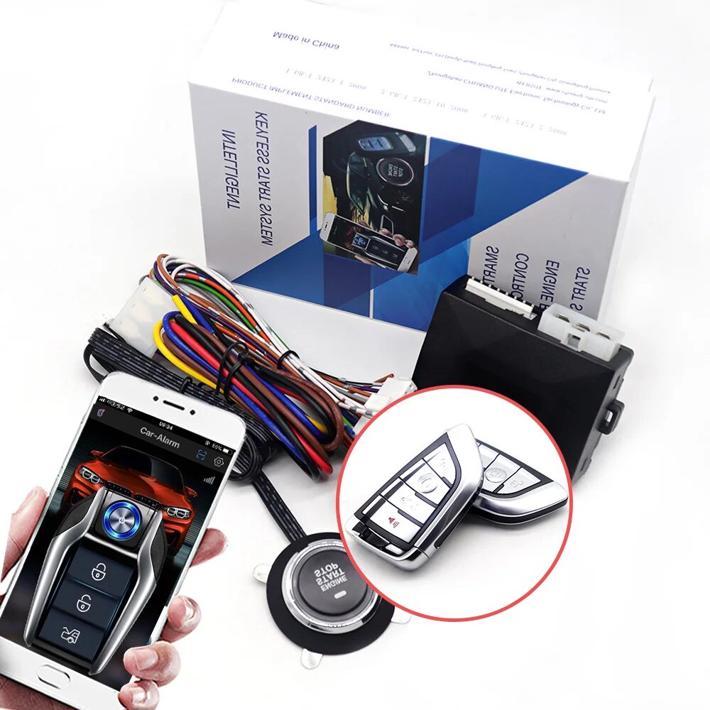 Car Alarm With Autostart Push One Button Auto Start Stop Keyless