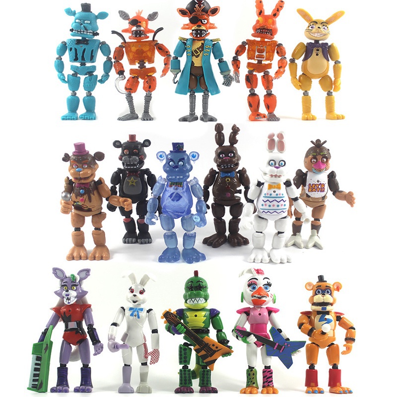 6 pçs definir halloween freddy pesadelo fazbear bonnie figura de