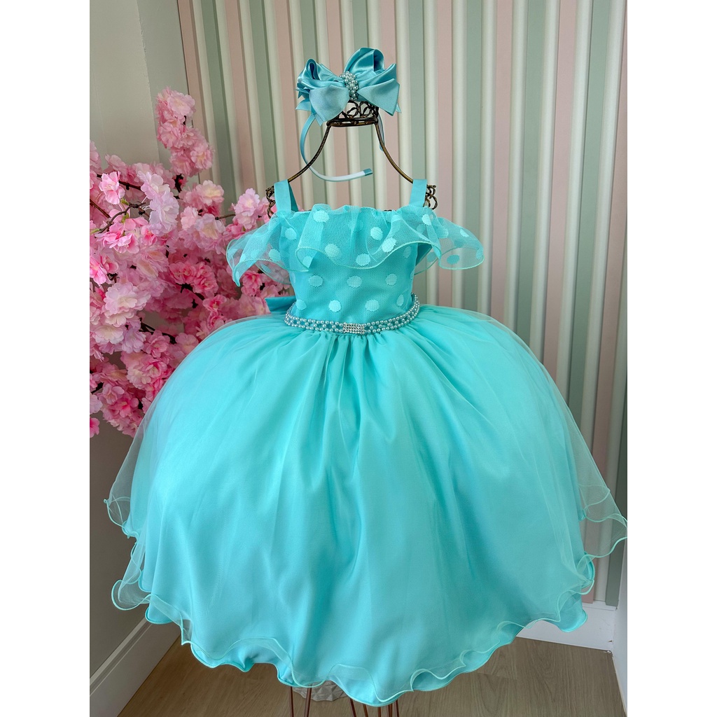 Vestido Princesa Belli Anabel Jardim Encantado Azul Bebe - Roupa  Infantil