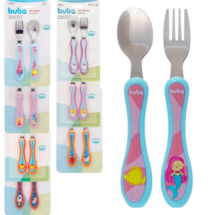 Kit Talheres Bebe Em Silicone Macio Buba Colher + Garfo - Kit Talher  Infantil - Magazine Luiza