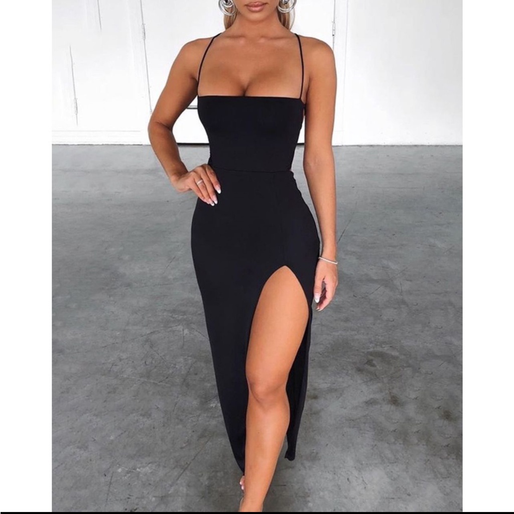 vestido colado LONGO SUPLEX com fenda costas nuas trançadas elegante empina  bumbum 2023 verão home luxo envio imediato | Shopee Brasil