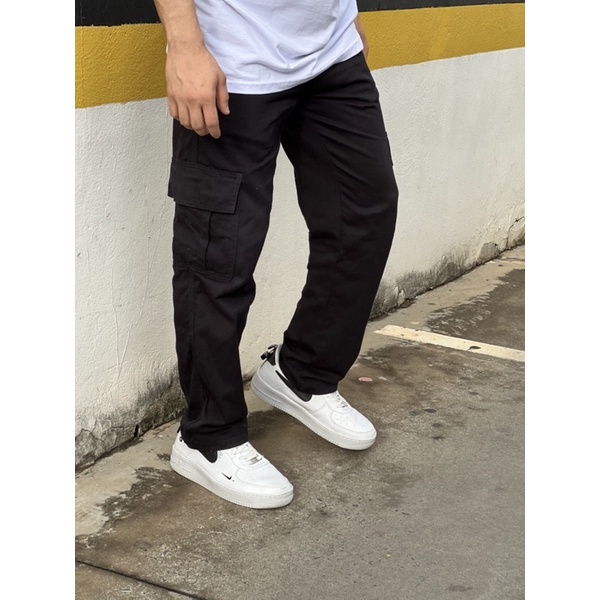 Calça Cargo Bolso Lateral Skate Tática Militar Reforçada