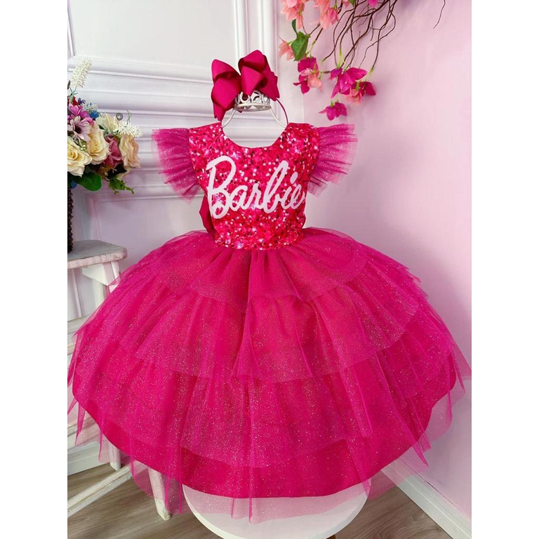 Vestido De Festa Fantasia Infantil Barbie em Promoção na Americanas