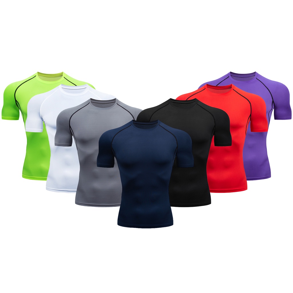 compression shirt Camisa justa, manga curta masculina, sutiã esportivo  básico, camiseta de treino (Color : A1, Size : Large)