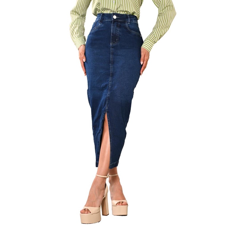 Saia Evangélica Jeans com Fenda na Frente Anagrom Ref.181 - Anagrom - Loja  de Moda Evangélica a Preço Baixo