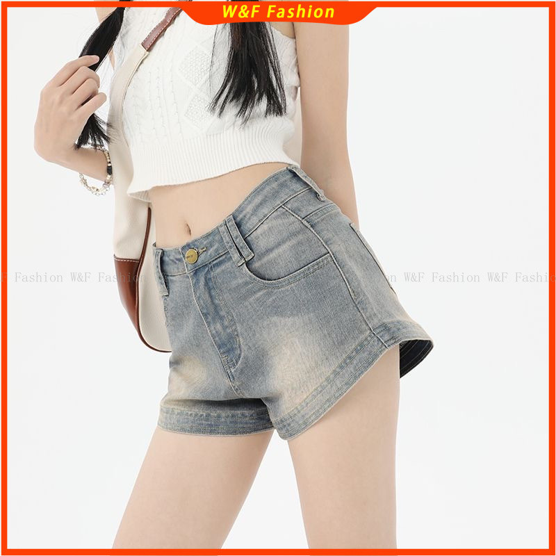 W F Fashion Calcoes de Gangas Curtos Americanos Vintage para Mulher Novidade de Verao de Cintura Baixa Sensual e Slim Ideal para Discoteca Shorts