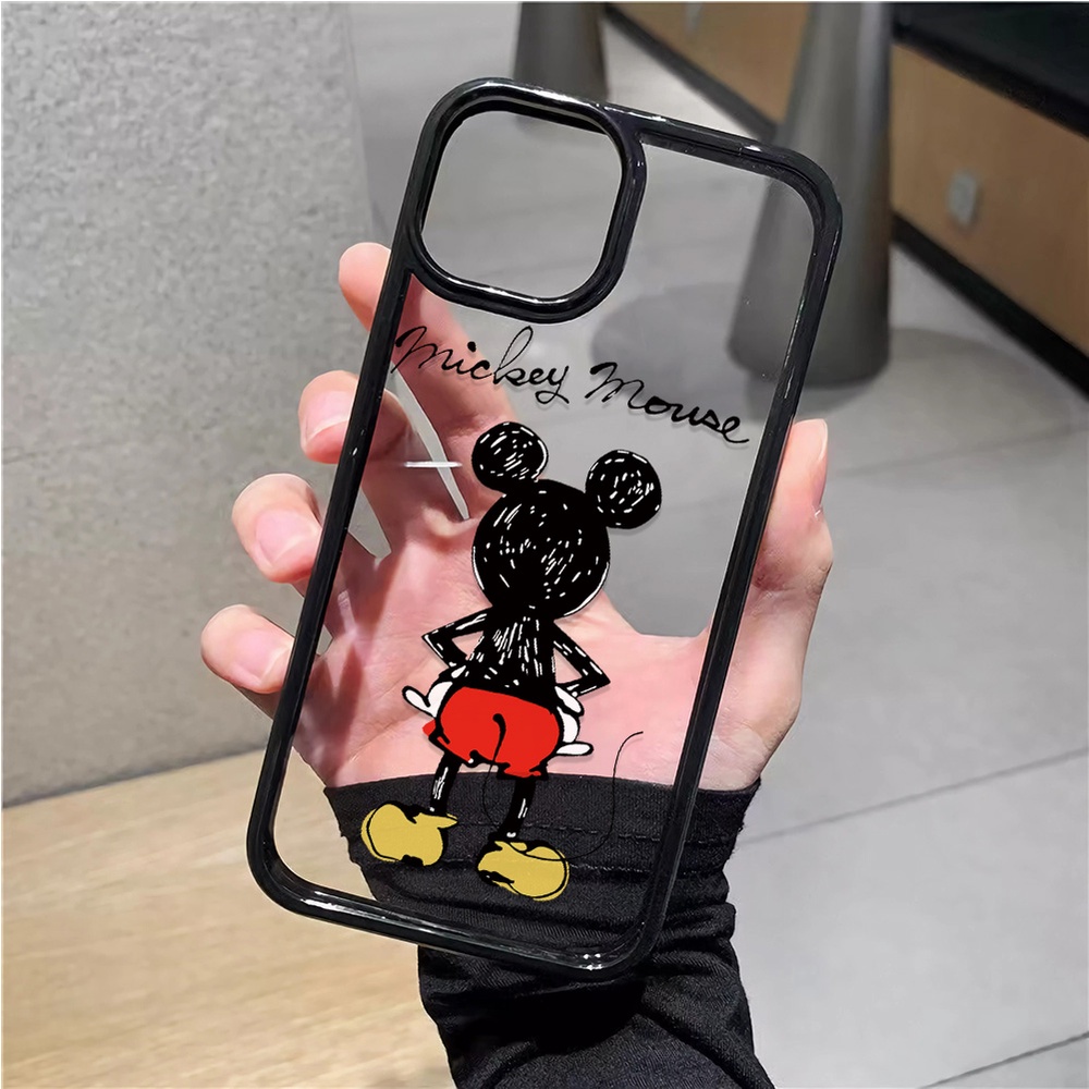 Capa Acrílica Transparente Para iphone 14 pro Max 11 13 12 7Plus 8 X XS  Cute Mickey